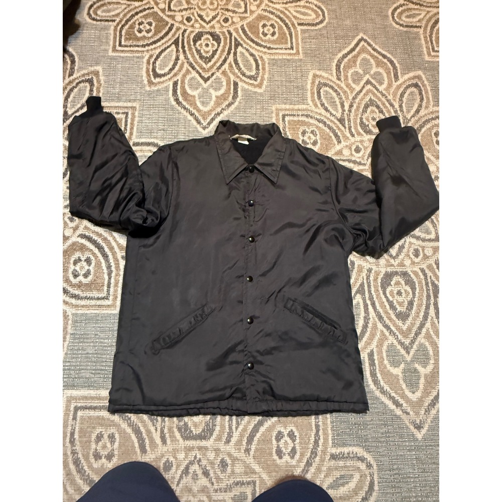 Vintage Olympic Sportswear Coaches Jacket Black Nylon Made in USA Mens Large